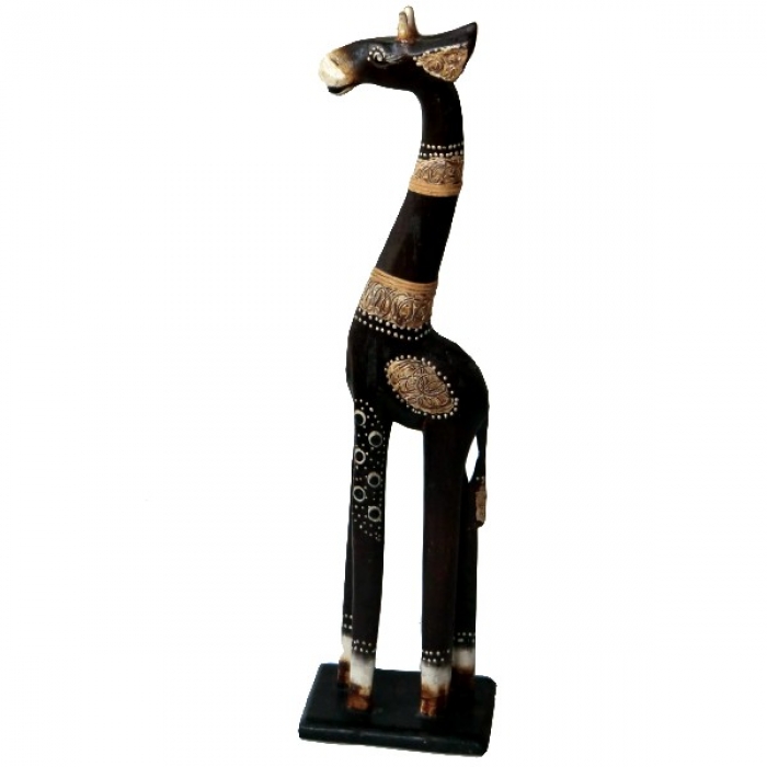 Giraffe Holzfigur Albesia HOLZ 42 cm hoch leicht bemalt handgefertigt