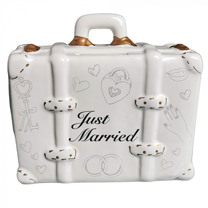 SPARDOSE Koffer Flitterwochen JUST MARRIED Hochzeit Geldgeschenke