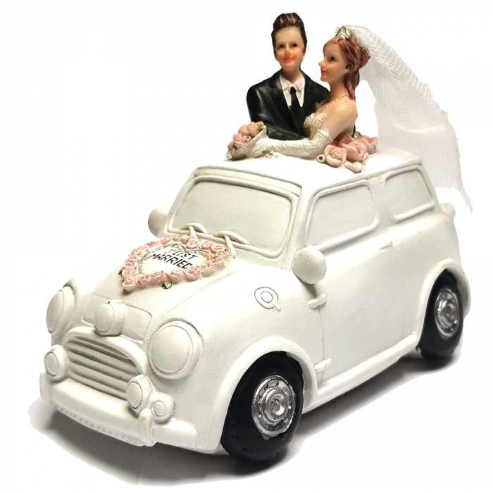 SPARDOSE Brautpaar Hochzeitspaar im MINI Auto JUST MARRIED